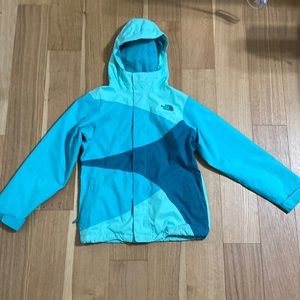 North Face youth medium (YM) Dryvent turquoise jacket.